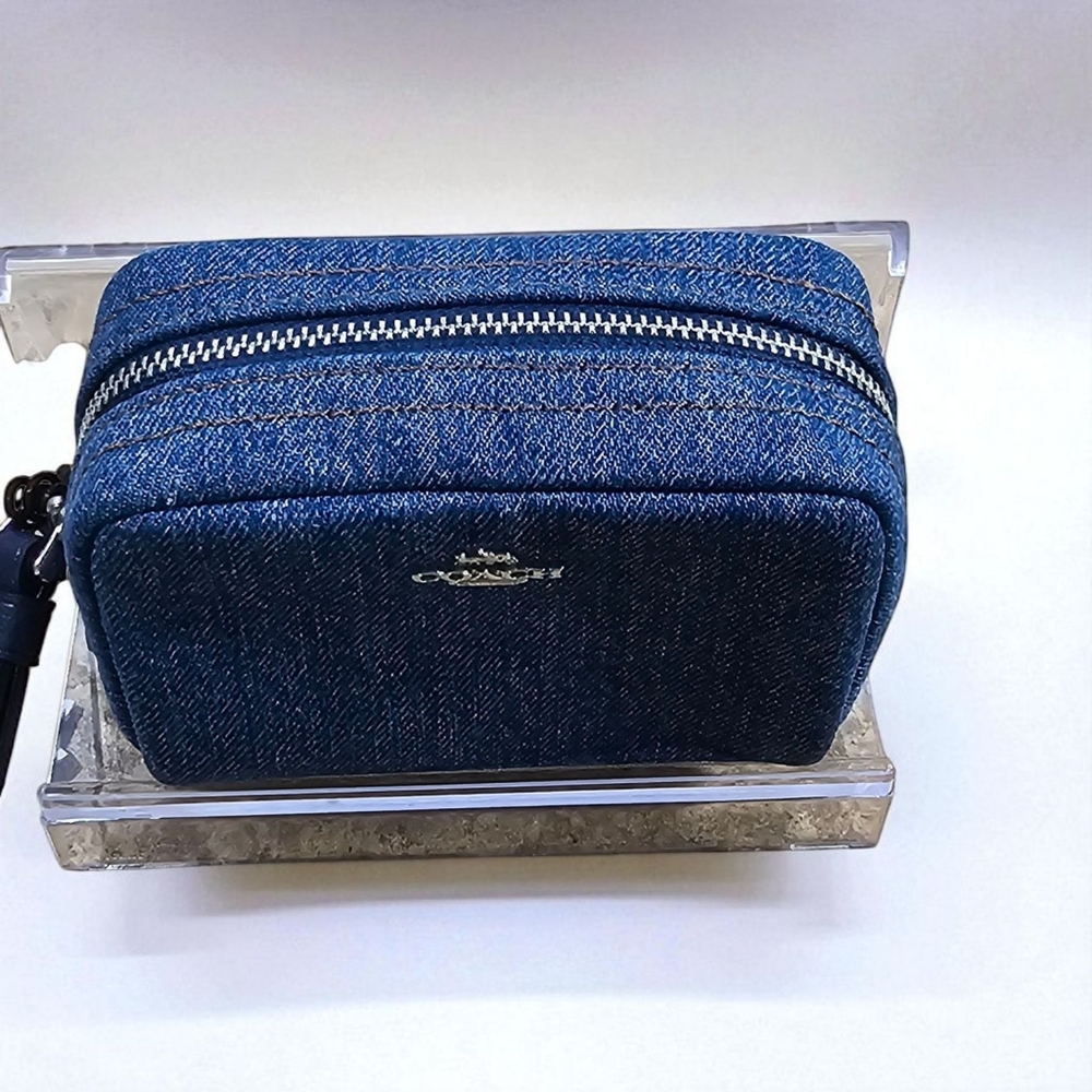 COACH Denim Blue Pouch Wristlet NWT - Picture 3 of 12